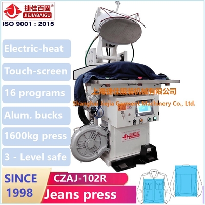 ジーンズのジャケットの蒸気の押す機械タッチ画面Plcのアイロンをかける装置